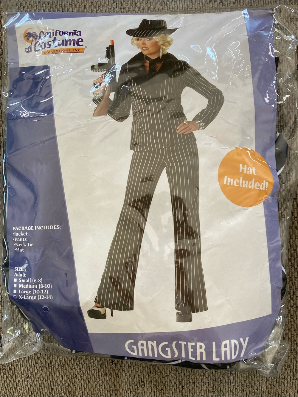 California Costumes Black Pinstripe Gangster Lady Wide Leg Pantsuit size XL